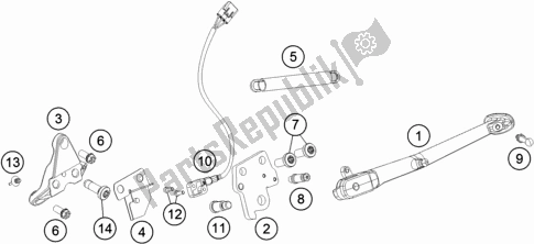 Tutte le parti per il Cavalletto Laterale / Centrale del KTM 1290 Superduke R Black 17 EU 2017
