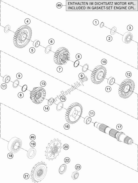 All parts for the Transmission Ii - Countershaft of the KTM 1290 Superduke R Black 17 EU 2017