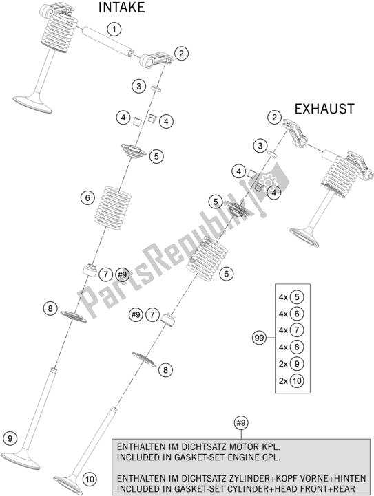 All parts for the Valve Drive of the KTM 1290 Superduke R Black 17 EU 2017