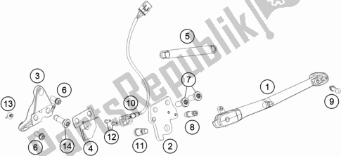 Toutes les pièces pour le Béquille Latérale / Centrale du KTM 1290 Superduke R Black 17 US 2017
