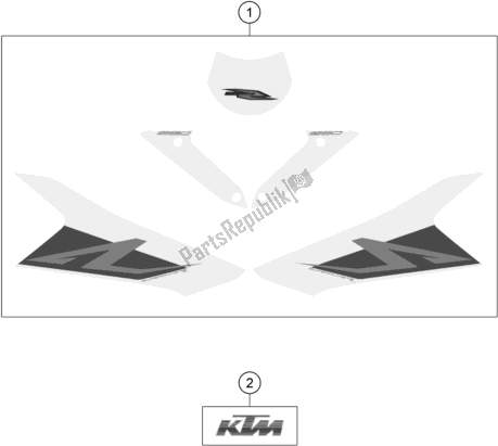 Alle onderdelen voor de Sticker van de KTM 1290 Superduke R White 17 2017