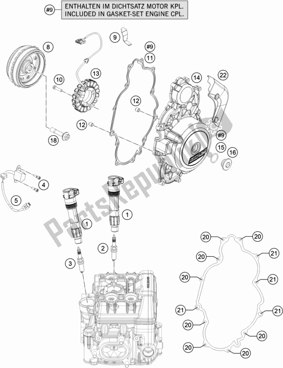 All parts for the Ignition System of the KTM 1290 Superduke R White 17 2017