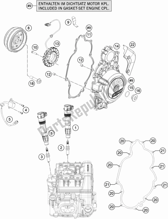 All parts for the Ignition System of the KTM 1290 Superduke R White 17 2017