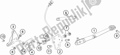 All parts for the Side / Center Stand of the KTM 1290 Superduke R White 17 2017