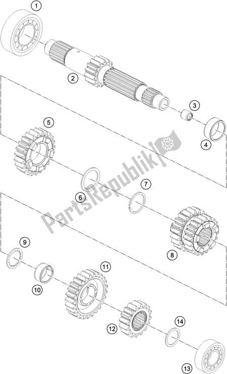 Toutes les pièces pour le Transmission I - Arbre Principal du KTM 1290 Superduke R White 17 2017