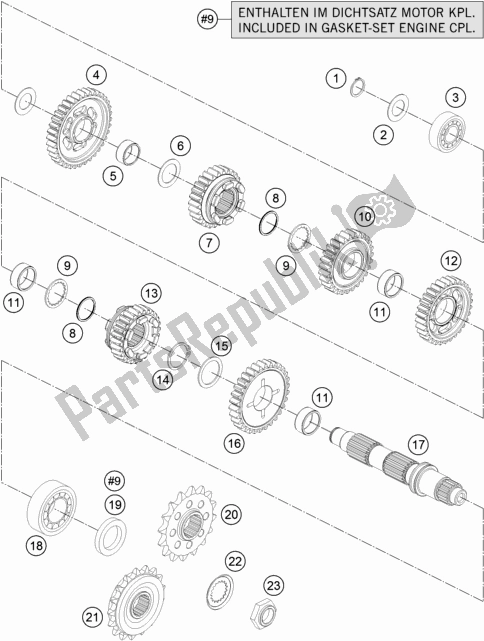 All parts for the Transmission Ii - Countershaft of the KTM 1290 Superduke R White 17 2017
