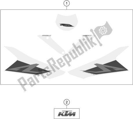 Alle onderdelen voor de Sticker van de KTM 1290 Superduke R White 17 EU 2017
