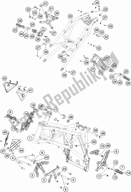 Wszystkie części do Rama KTM 1290 Superduke R White 17 EU 2017