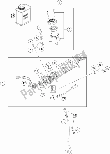 Tutte le parti per il Front Brake Control del KTM 1290 Superduke R White 17 EU 2017