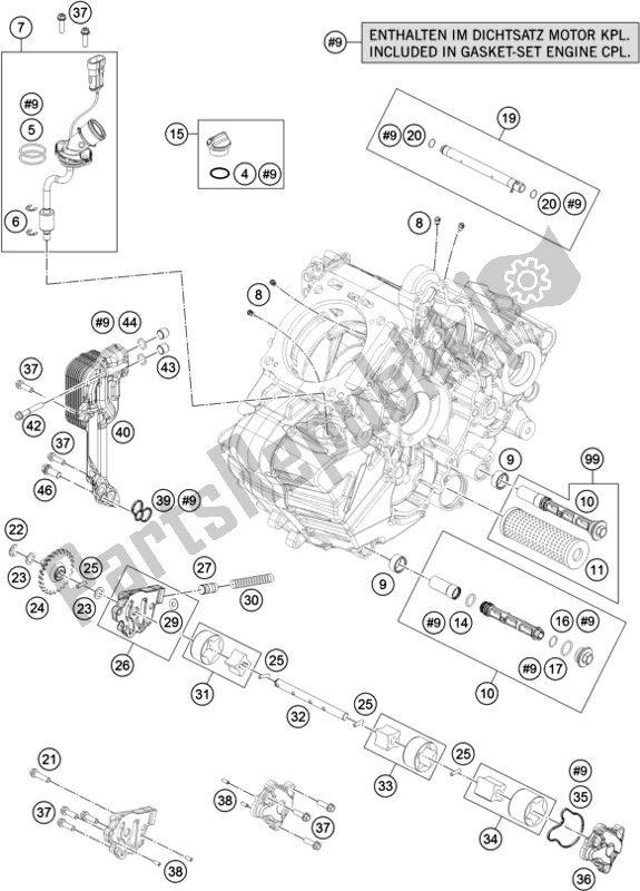 Todas las partes para Sistema De Lubricación de KTM 1290 Superduke R White 17 EU 2017
