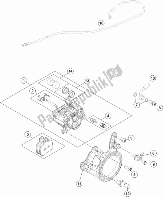Alle onderdelen voor de Achter Remklauw van de KTM 1290 Superduke R White 17 EU 2017