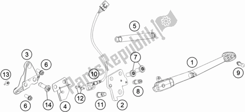 All parts for the Side / Center Stand of the KTM 1290 Superduke R White 17 EU 2017