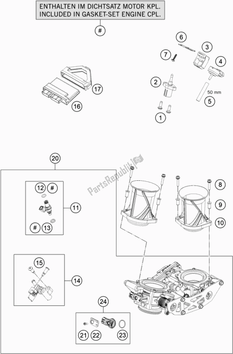 All parts for the Throttle Body of the KTM 1290 Superduke R White 17 EU 2017