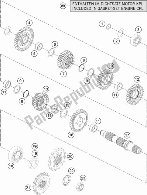 All parts for the Transmission Ii - Countershaft of the KTM 1290 Superduke R White 17 EU 2017