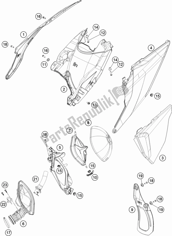 All parts for the Air Filter of the KTM 150 EXC TPI EU 2020