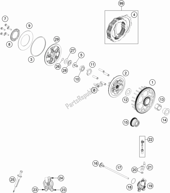 All parts for the Clutch of the KTM 150 EXC TPI EU 2020