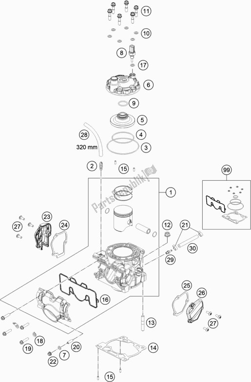 All parts for the Cylinder, Cylinder Head of the KTM 150 EXC TPI EU 2020