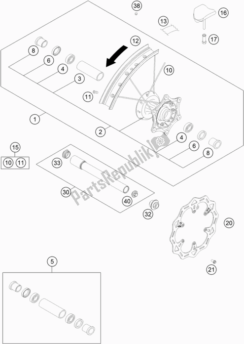 All parts for the Front Wheel of the KTM 150 EXC TPI EU 2020