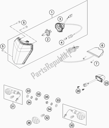 All parts for the Lighting System of the KTM 150 EXC TPI EU 2020