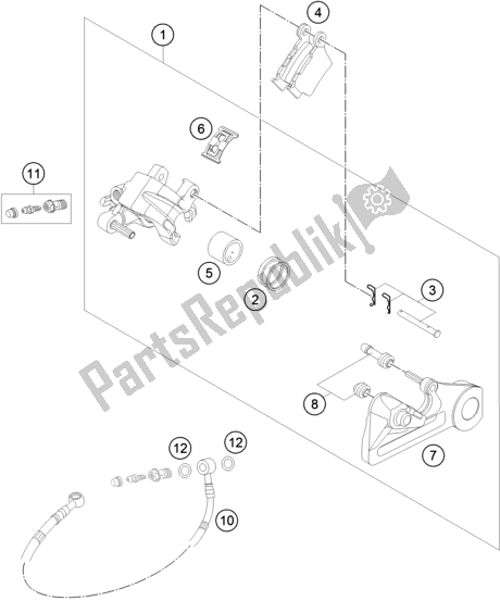 All parts for the Rear Brake Caliper of the KTM 150 EXC TPI EU 2020