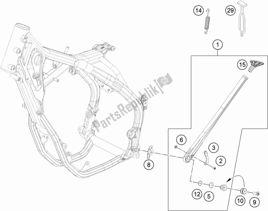 All parts for the Side / Center Stand of the KTM 150 EXC TPI EU 2020