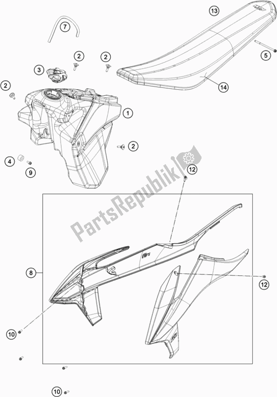 All parts for the Tank, Seat of the KTM 150 EXC TPI EU 2020