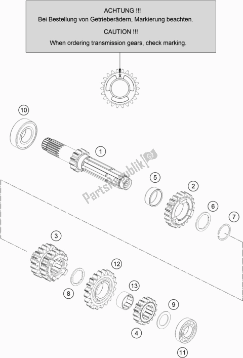 All parts for the Transmission I - Main Shaft of the KTM 150 EXC TPI EU 2020