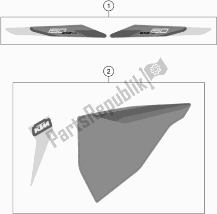 Toutes les pièces pour le Décalque du KTM 150 EXC TPI EU 2021