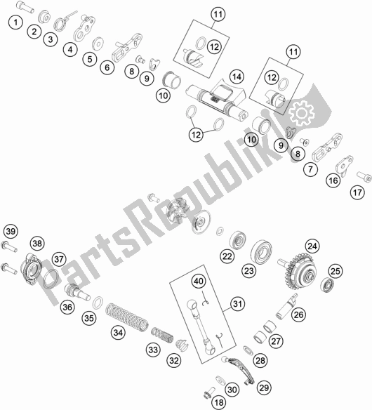 All parts for the Exhaust Control of the KTM 150 EXC TPI EU 2021