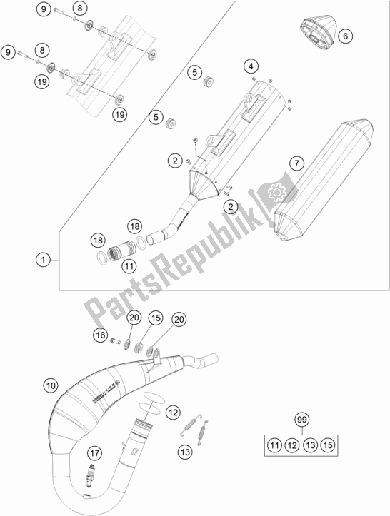 Toutes les pièces pour le Système D'échappement du KTM 150 EXC TPI EU 2021