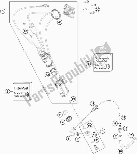 Toutes les pièces pour le Pompe à Essence du KTM 150 EXC TPI EU 2021