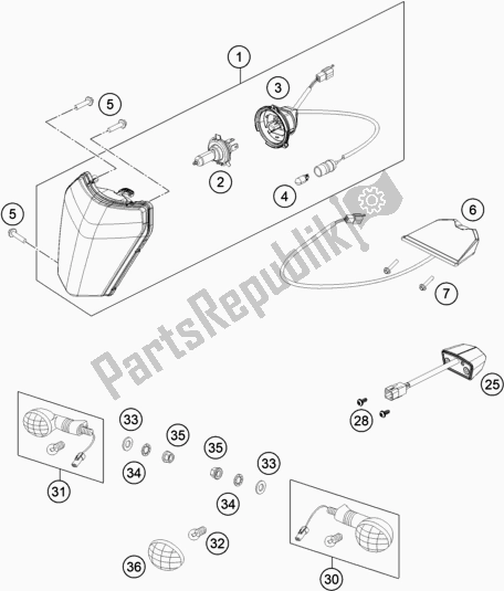 All parts for the Lighting System of the KTM 150 EXC TPI EU 2021