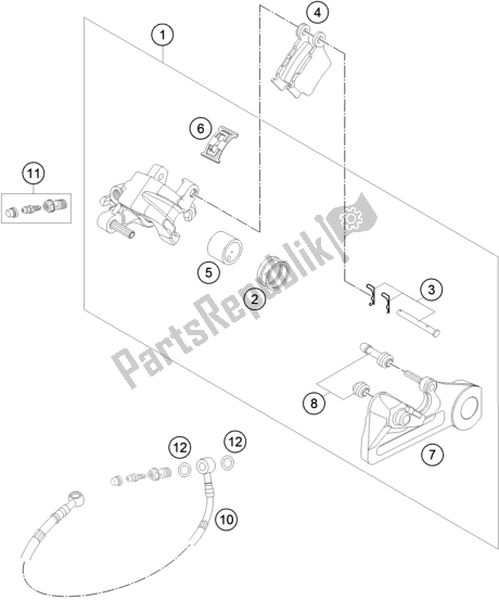 All parts for the Rear Brake Caliper of the KTM 150 EXC TPI EU 2021