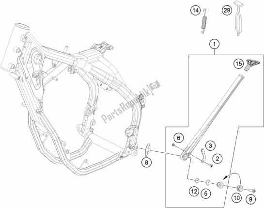 All parts for the Side / Center Stand of the KTM 150 EXC TPI EU 2021