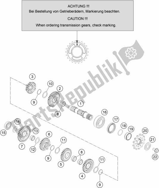 Tutte le parti per il Trasmissione Ii - Contralbero del KTM 150 EXC TPI EU 2021