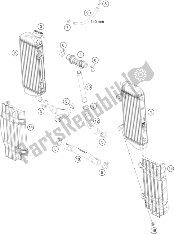 All parts for the Cooling System of the KTM 150 SX EU 2017