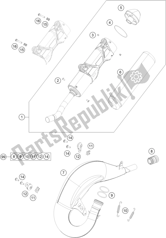 All parts for the Exhaust System of the KTM 150 SX EU 2017