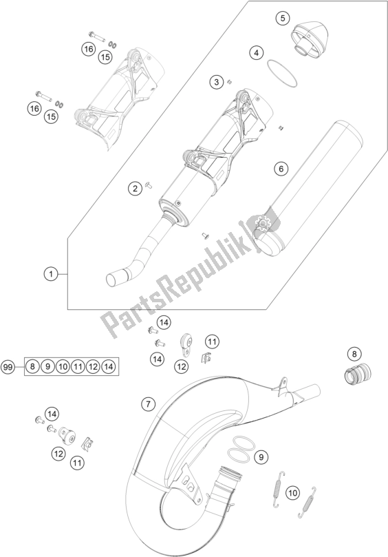 Todas as partes de Sistema De Exaustão do KTM 150 SX EU 2017