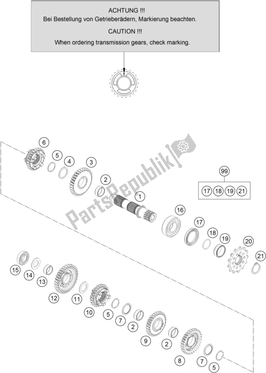All parts for the Transmission Ii - Countershaft of the KTM 150 SX EU 2017