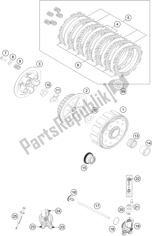 All parts for the Clutch of the KTM 150 SX EU 2018