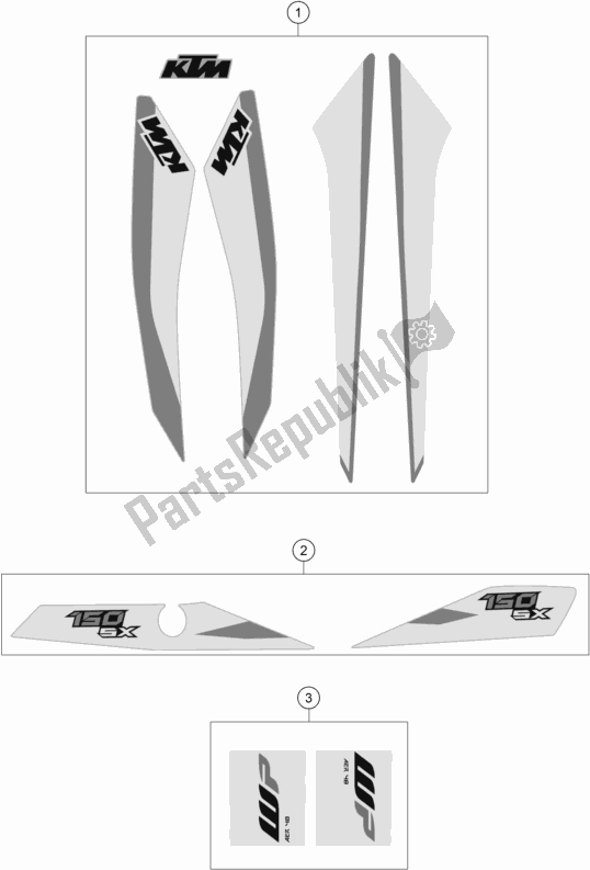 All parts for the Decal of the KTM 150 SX EU 2018