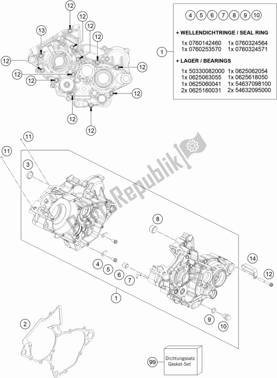 Tutte le parti per il Cassa Del Motore del KTM 150 SX EU 2018