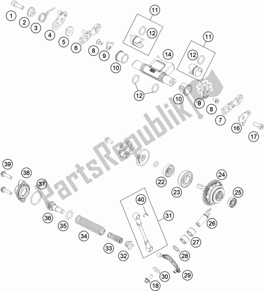 All parts for the Exhaust Control of the KTM 150 SX EU 2018