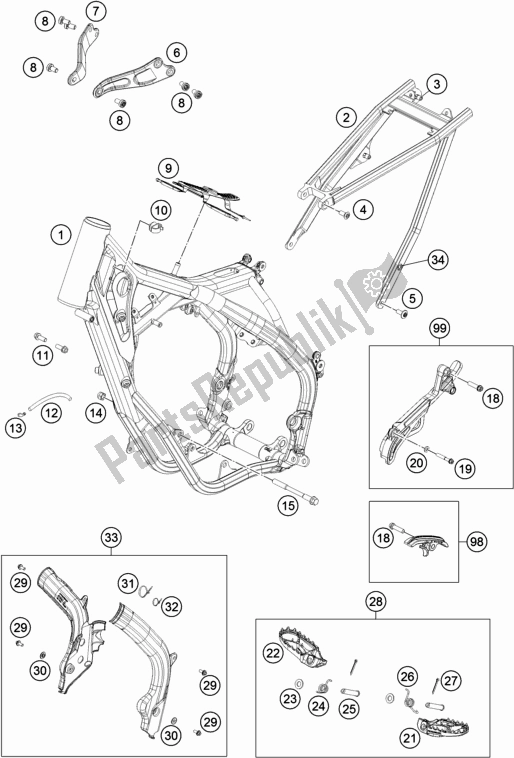 All parts for the Frame of the KTM 150 SX EU 2018