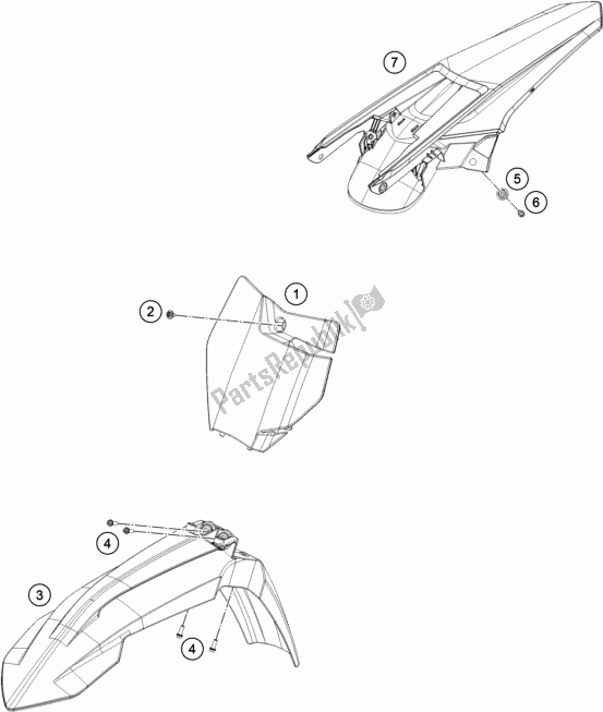 All parts for the Mask, Fenders of the KTM 150 SX EU 2018