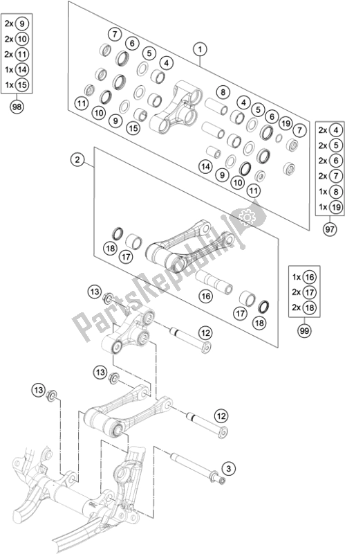 All parts for the Pro Lever Linking of the KTM 150 SX EU 2018