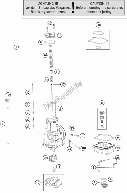 Toutes les pièces pour le Carburateur du KTM 150 SX EU 2019