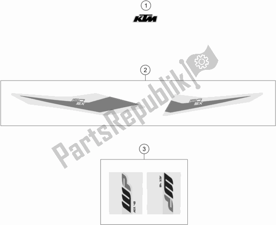 Todas las partes para Etiqueta de KTM 150 SX EU 2019
