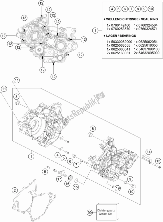 Tutte le parti per il Cassa Del Motore del KTM 150 SX EU 2019