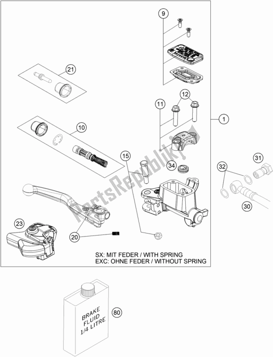 Todas las partes para Front Brake Control de KTM 150 SX EU 2019